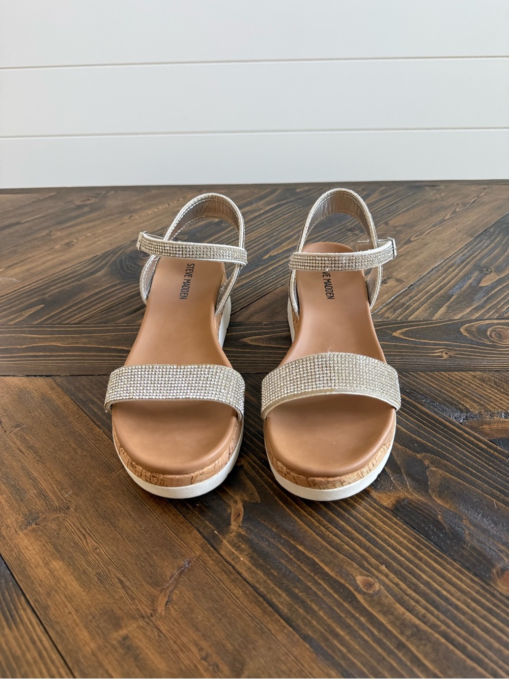 Madden Girl Silver Rhinestone Platform Sandals